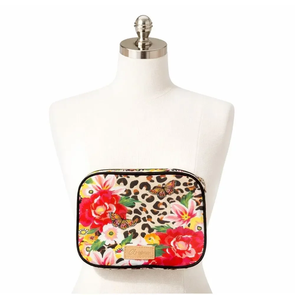 Brighton Garden Spots Jewelry Case Leopard Floral Travel Organizer NWOT